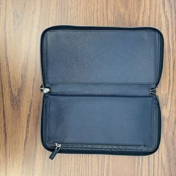 Prada 2ML220 Navy Saffiano Leather Long Organizer Wallet - Preowned
